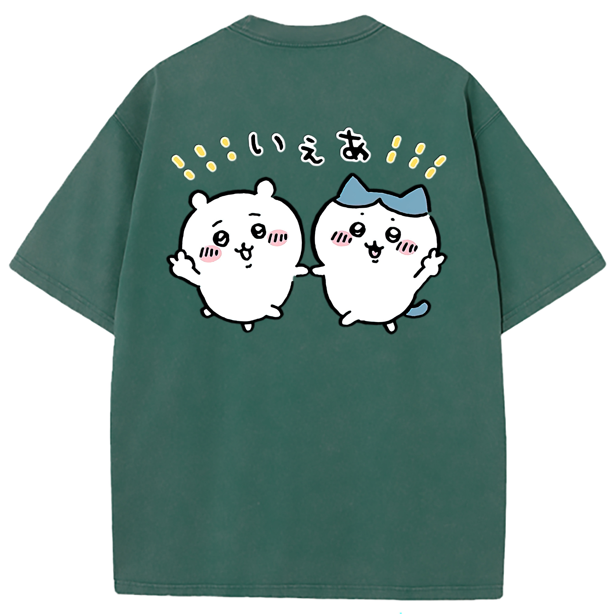 （画像用） ちいかわ ハチワレ Chii-kawa hachiware 綿100% ヴィンテージ風 半袖Tシャツ（背面プリント）